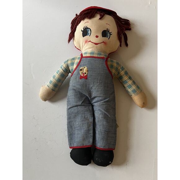 Vintage Knickerbocker Joy Of A Toy Dolls of Distinction Boy Rag Doll Overalls - Picture 1 of 12